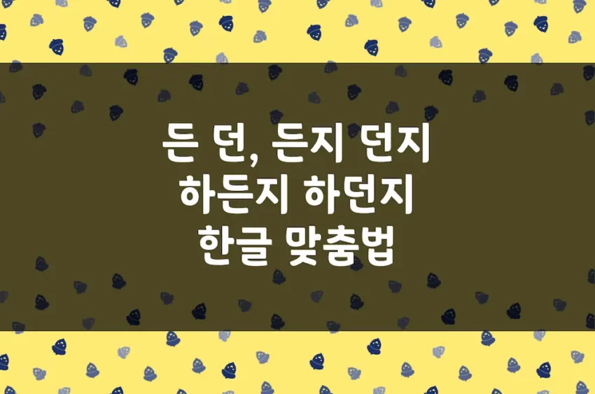 든 던, 든지 던지, 하든지 하던지 - 한글 맞춤법 예문