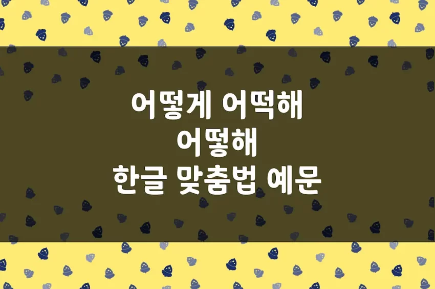 어떻게 어떡해 어떻해, 어떻게 해 어떡해 해 - 한글 맞춤법 예문