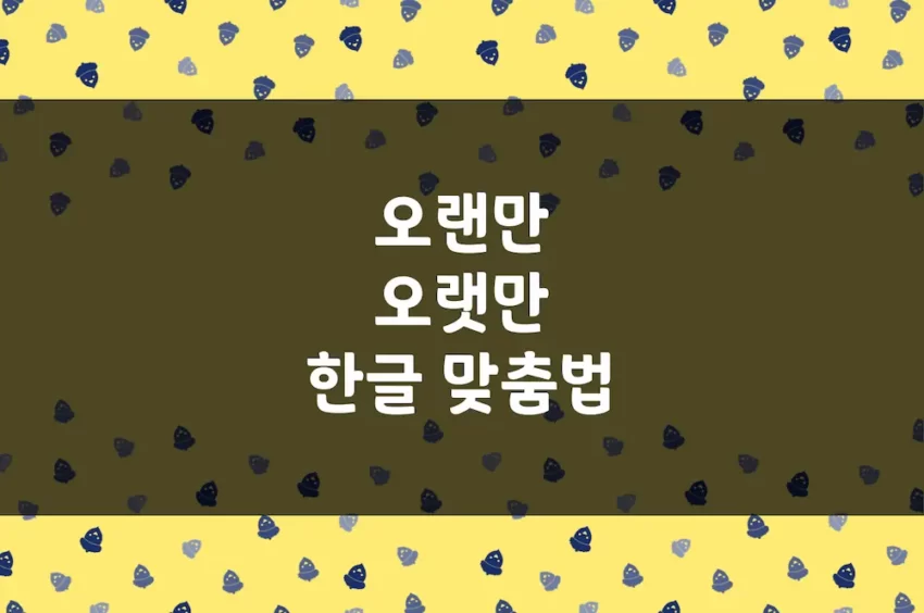 오랜만 오랫만, 오랜만에 오랫만에 - 한글 맞춤법 예문