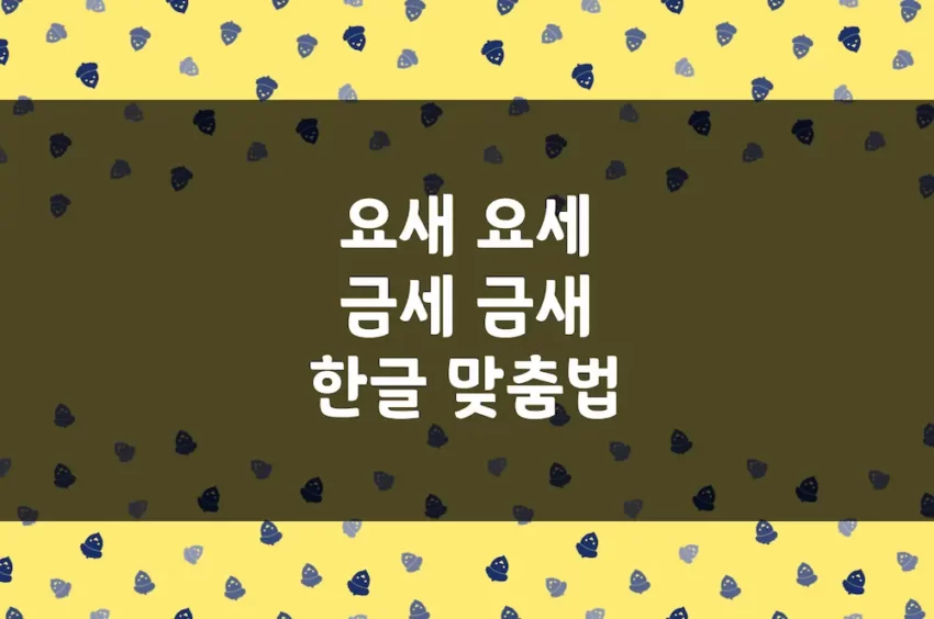 요새 요세, 금세 금새 - 한글 맞춤법 예문