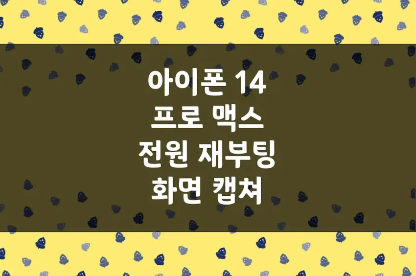 아이폰 14 프로 맥스 전원 켜기, 재부팅, 전원 끄기, 화면 캡처 방법 (2)