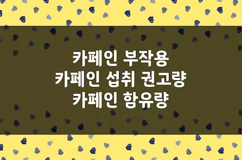 카페인 부작용, 성인 임산부 청소년 카페인 섭취량, 카페인 함유량