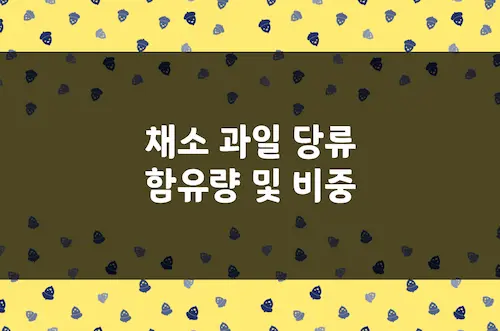 채소 과일 등 당류 함유량 및 자당, 포도당, 과당 비중
